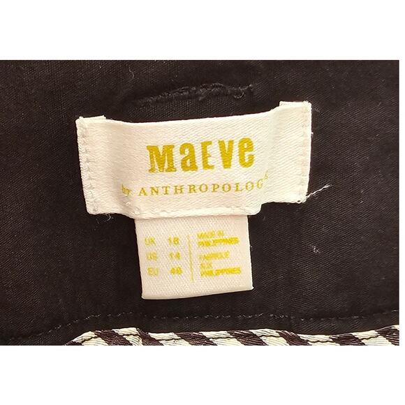 Anthropologie Maeve The Naomi Wide Leg Flare Pants Linen Blend Black Women Sz 14 - Picture 3 of 7